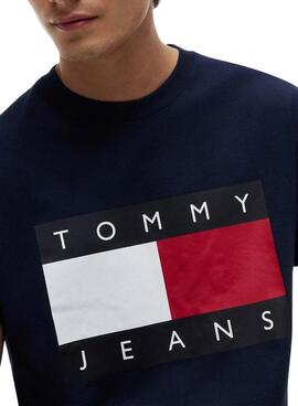 Herren-Tommy Jeans Big Flag T-Shirt in Marineblau