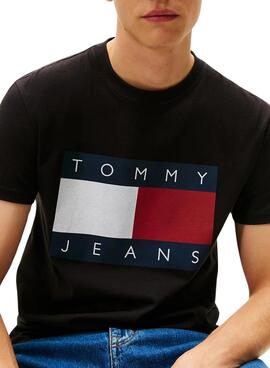 T-Shirt Tommy Jeans Big Flag schwarz für Herren