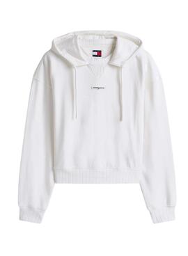 Tommy Jeans Script Label Hoodie in Weiß für Damen