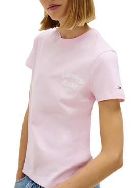 T-Shirt Tommy Jeans Bubble Pink für Damen