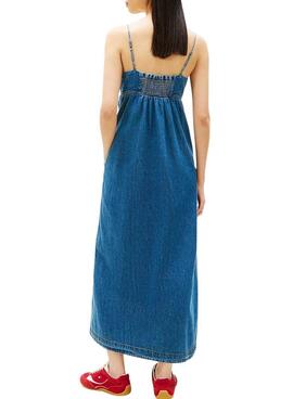 Kleid Tommy Jeans Chambray Maxi für Damen