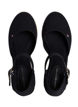 Espadrilles Tommy Hilfiger Schwarz mit mittlerem Keilabsatz für Damen.