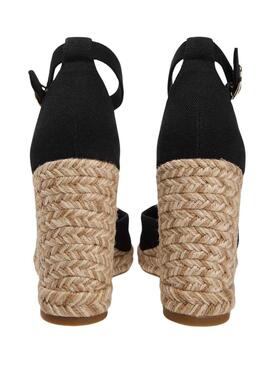 Espadrilles Tommy Hilfiger Flag in Schwarz mit hoher Keilabsatz für Damen.