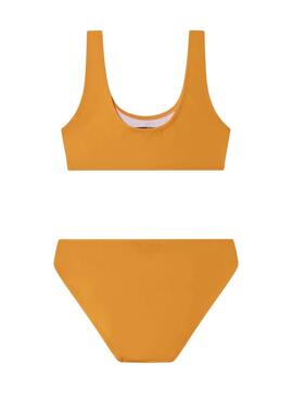Bikini Pepe Jeans mit orangefarbenem Logo-Print für Mädchen.