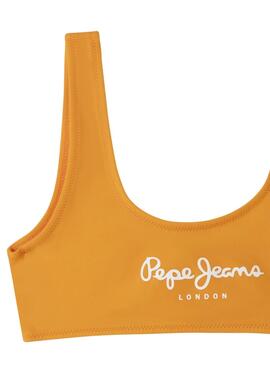 Bikini Pepe Jeans mit orangefarbenem Logo-Print für Mädchen.