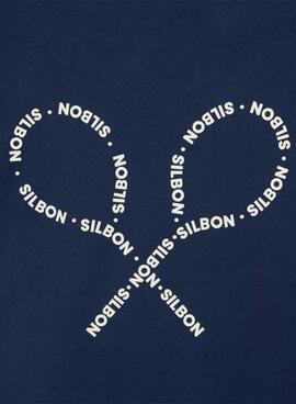 T-Shirt Silbon Lettering in Marineblau für Herren