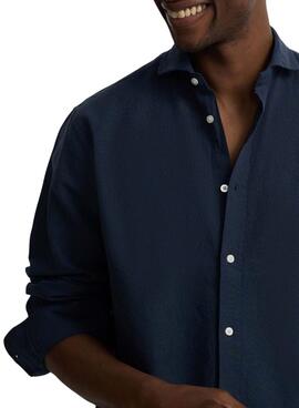 Hemd Silbon Sport Leinen blau für Herren