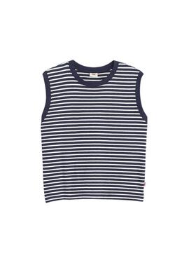 Levis Boxy gestreiftes T-Shirt in Blau und Weiß für Damen.