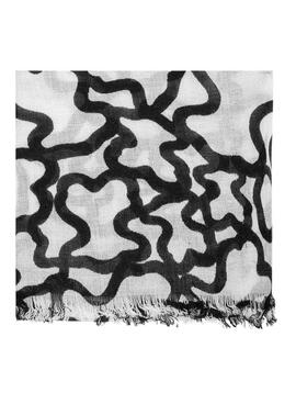Schal Tous Kaos mit schwarz-weißem Bärenmuster für Damen.