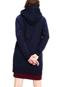 Kleid Tommy Jeans Badge Hood Navy Für Damen