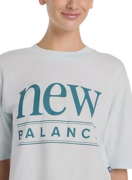T-Shirt New Balance Oversize Türkis für Damen