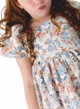 Kleid Mayoral mit mehrfarbigem Blumenmuster für Mädchen.