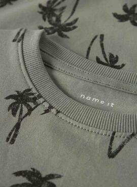 T-shirt Name It Mädchen mit Palmenmuster in Grün für Mädchen