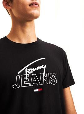 T-Shirt Tommy Jeans Script Logo Schwarz Herren