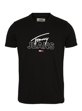 T-Shirt Tommy Jeans Script Logo Schwarz Herren