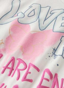 T-Shirt Name It Fosiaz Love in Weiß für Mädchen.