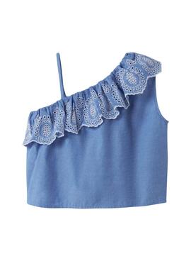 Top Name It Ferma bestickt in blau für Mädchen