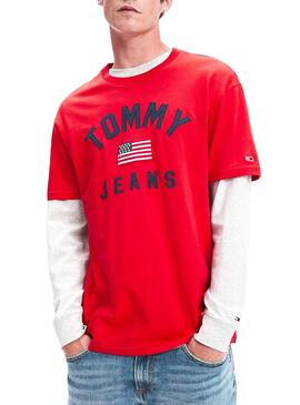 T-Shirt Tommy Jeans USA Rot Herren