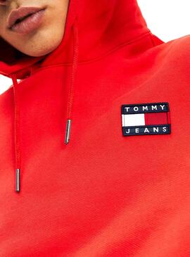 Sweatshirt Tommy Jeans Badge Hood Rot Herren