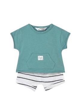 4-teiliges Set Baby-T-Shirts und Shorts in Mintgrün und Grau