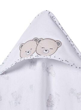 Badeponcho von Mayoral mit Kapuze, weiße Bären für Babys.