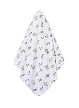 Badeponcho von Mayoral mit Kapuze, weiße Bären für Babys.