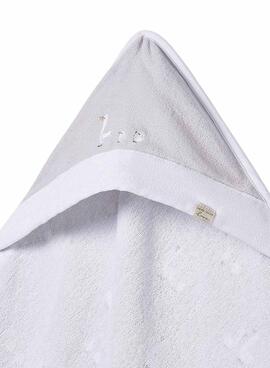 Bademantel Mayoral mit Kapuze und Perlgrauem Entenmuster für Babys.