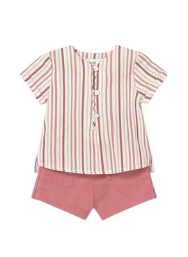 Mayoral Set gestreifte Bluse und rosa Shorts für Babys
