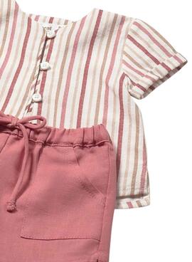 Mayoral Set gestreifte Bluse und rosa Shorts für Babys