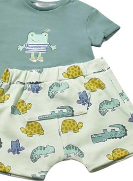 Set Mayoral grüner Frosch und Bermuda mit Tieren für Babys