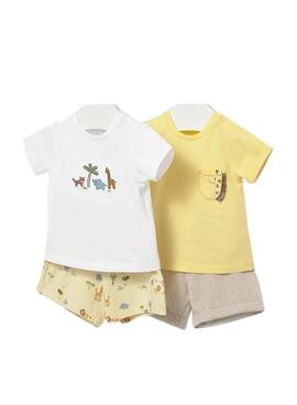 Zweiteiliges Safari-Outfit in Gelb für Babys von Mayoral.