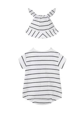 Strampler Mayoral gestreift mit Ohrenmütze für Baby Jungen