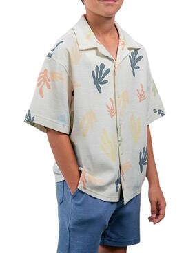 Kurzarmhemd mit bedrucktem Muster in Creme