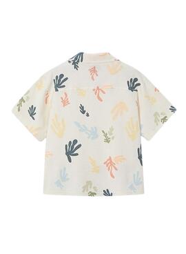 Kurzarmhemd mit bedrucktem Muster in Creme