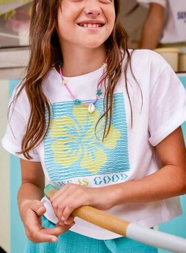 T-shirt Mayoral Life is Good gelb für Mädchen