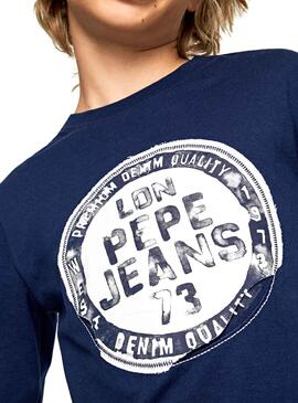 T-Shirt Pepe Jeans Ruben Blau Marine Blau Junge