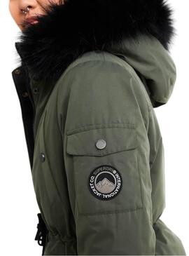 Parka Superdry Nadare Microfaser Grün Damen