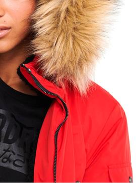 Parka Superdry Nadare Microfaser Rot Damen