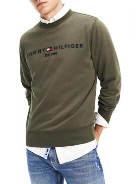 Sweatshirt Tommy Hilfiger Logo Grün Für Herren