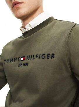Sweatshirt Tommy Hilfiger Logo Grün Für Herren