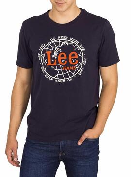 T-Shirt Lee World Tee Marineblaue Herren