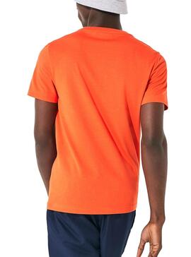 T-Shirt Lacoste Sport Croco Camo Orange Herren