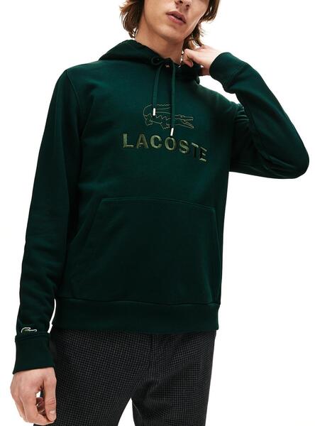 Sweatshirt Lacoste Logo Stickhaube Grun Herren