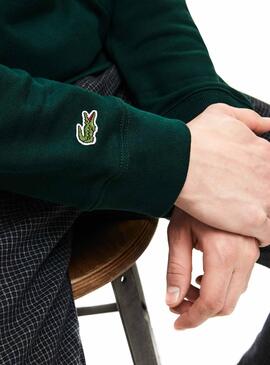 Sweatshirt Lacoste Logo Stickhaube Grün Herren