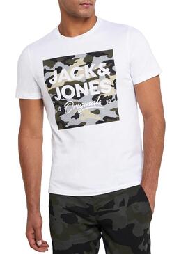 T-Shirt Jack and Jones Camo Weiß Herren
