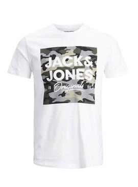 T-Shirt Jack and Jones Camo Weiß Herren