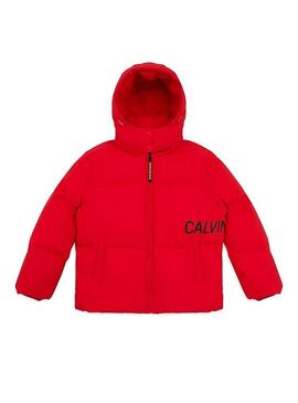 Daunenjacke Calvin Klein Übergroßes Logo Rot Damen