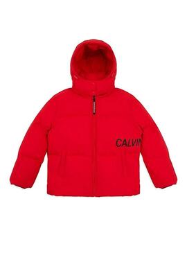 Daunenjacke Calvin Klein Übergroßes Logo Rot Damen