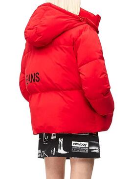 Daunenjacke Calvin Klein Übergroßes Logo Rot Damen