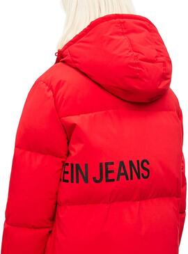 Daunenjacke Calvin Klein Übergroßes Logo Rot Damen